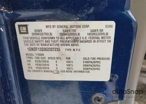 2006 Chevrolet Trailblazer Ls z USA, uszkodzony, nr VIN 1GNDT13S062307233